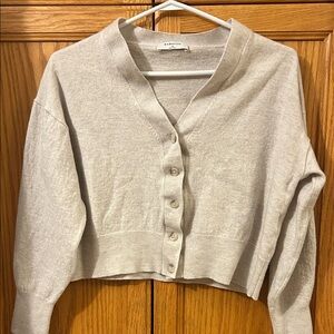 Babaton Heather Gray Button-Up Cardigan